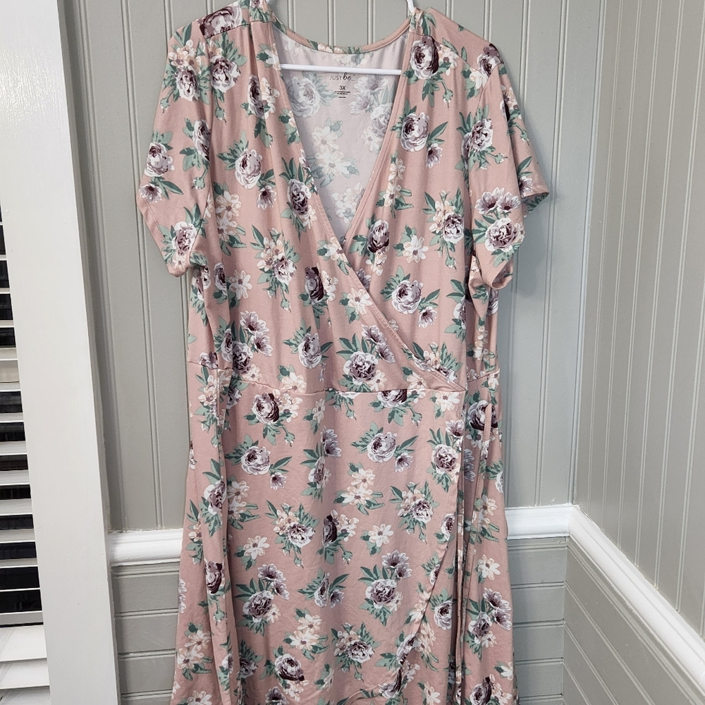 JUST BE 3X ROSE COLORED SOFT AND COMFORTABLE DRESSEIRH GRAPE AND WHITE ROSE PRIN